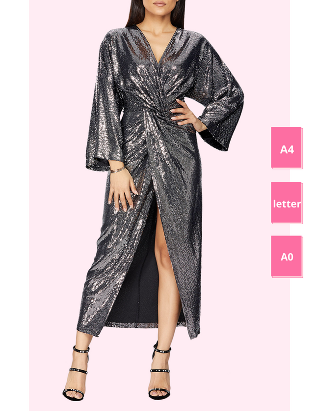 woman posing in a diy formal dress pattern