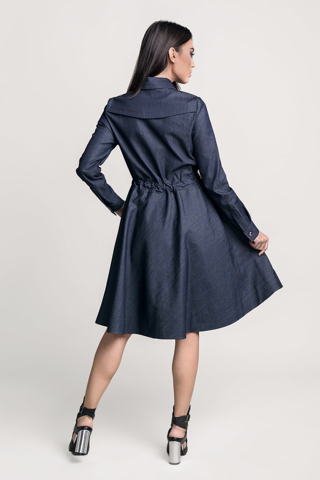 back view of a diy sewn skater dress pattern