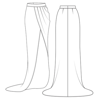 long skirt sewing pattern sketch