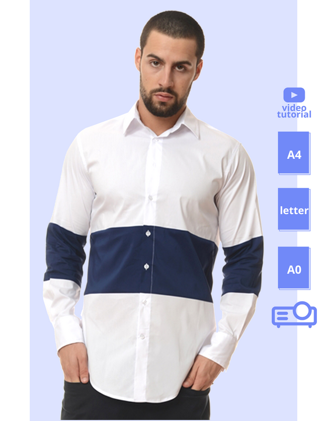 men posing in a color blocked shirt pattern