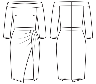 off the shoulder dress pattern sketch