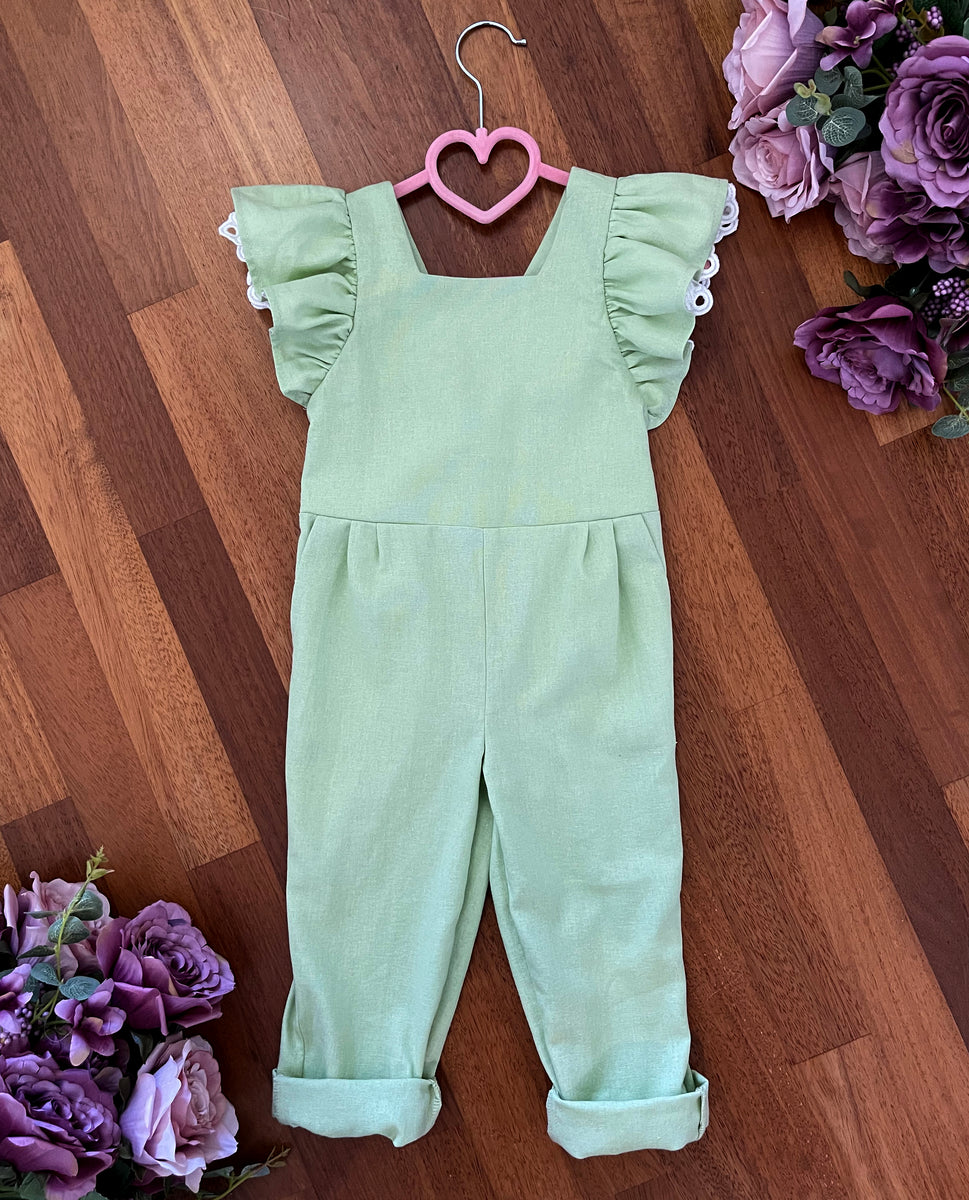 Delightful Pinafore Linen Jumpsuit Sewing Pattern For Little Girls