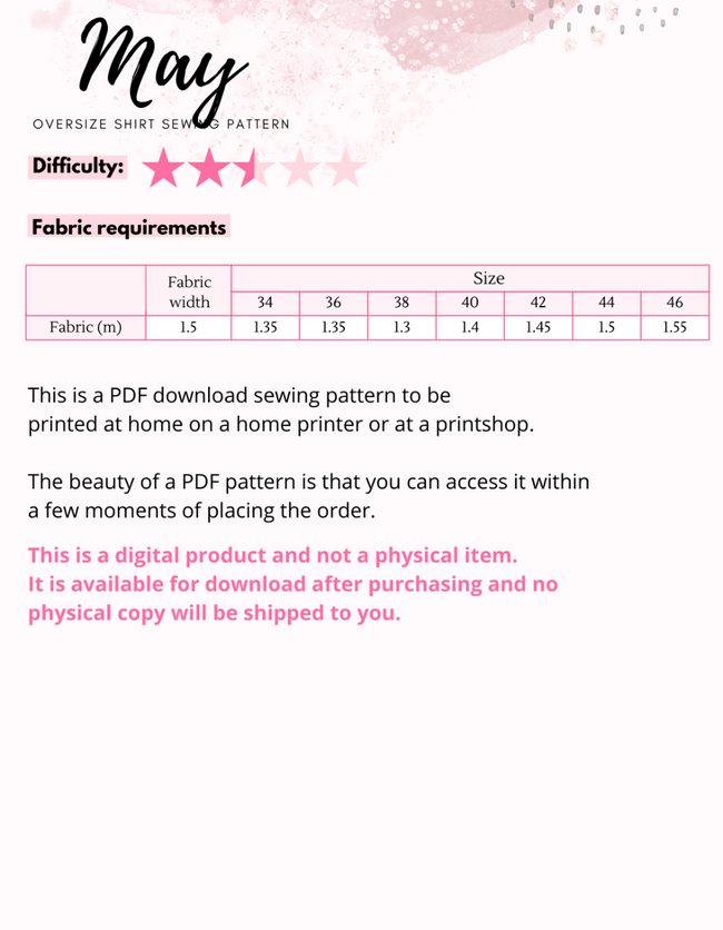 May - Oversized Button Down Shirt Pattern