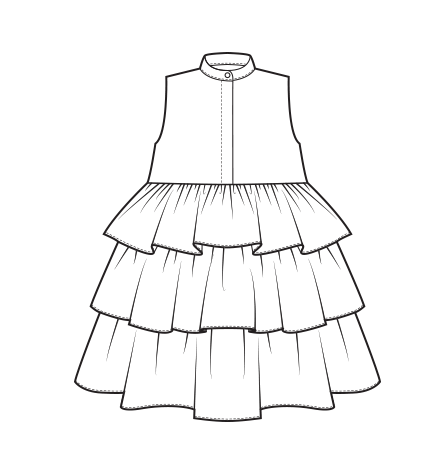 MD Mommy and Me Sleeveless Ruffled Mini Dress Sewing Pattern