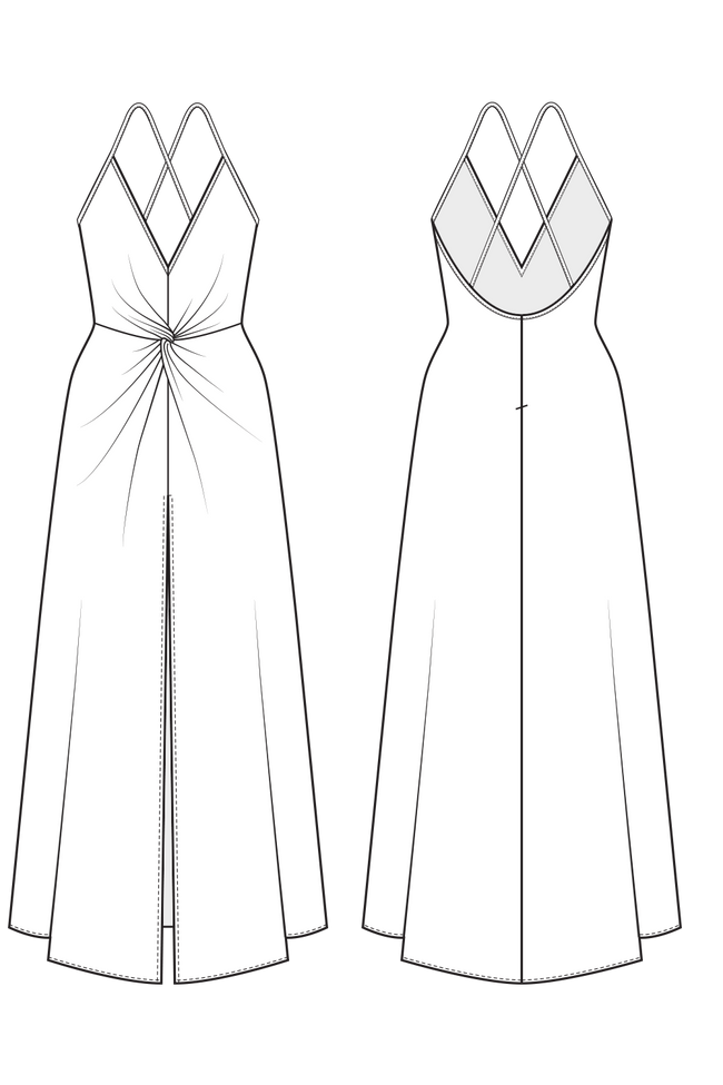 satin slip dress pattern sketch