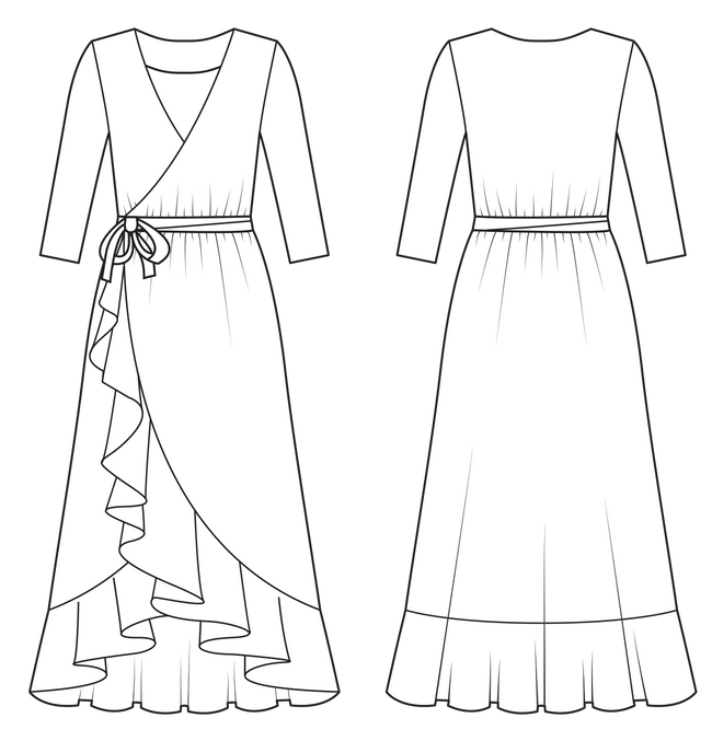 maxi dress pattern sketch