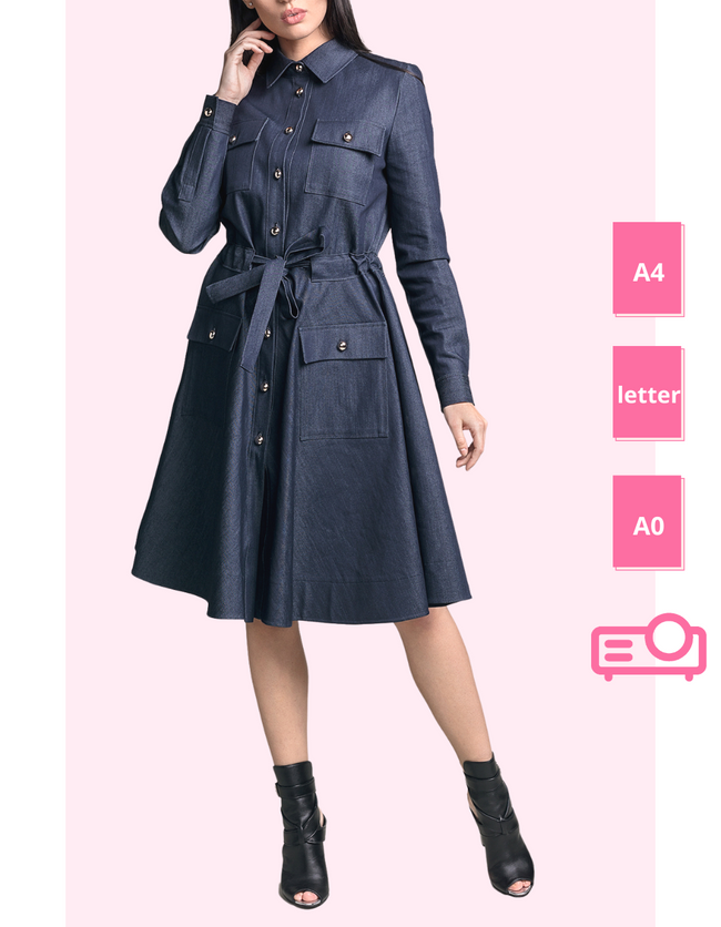 full body pose of a woman wearing a diy skater dress pattern