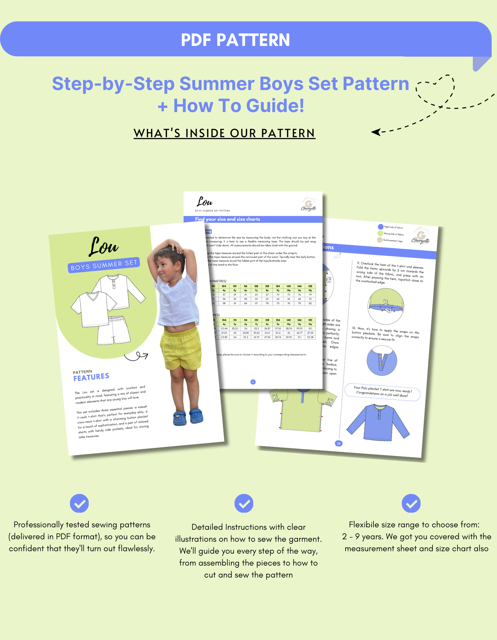 Boys Playtime Outfit sewing pattern – GeorgettePatterns