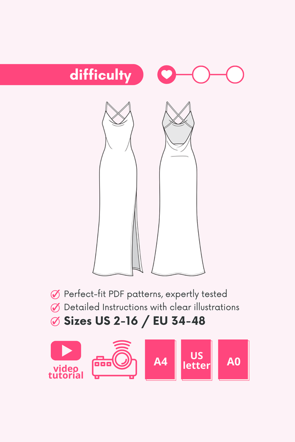 Dress Pattern - Cowl Neck Stretch Dance Dress Pattern main image 1