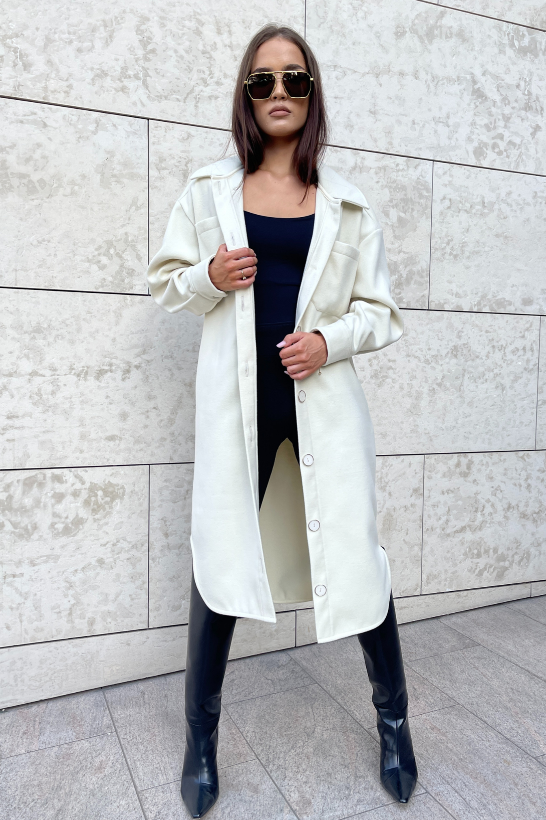 Boots Cream And Black Shacket Flannel Women's Tall Shacket