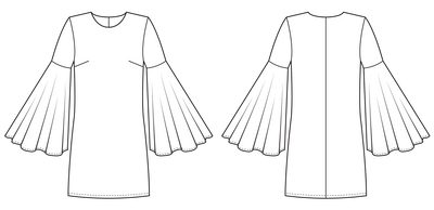 batwings sleeve dress pattern sketch