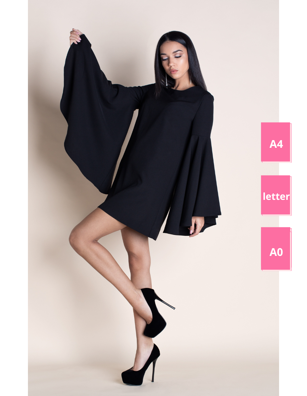 Sheath Bell Sleeve Mini Dress With Keyhole Digital PDF Sewing 