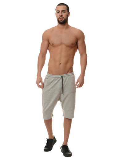 man wearing a pair of grey shorts