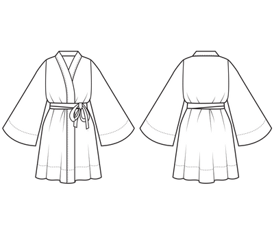 kimono dress pattern sketch