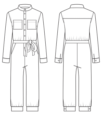 jumpsuit sewing pattern sketch