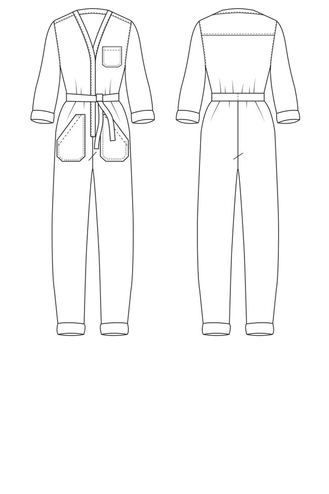 overall sewing pattern sketch
