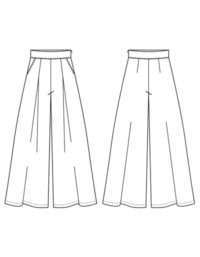 sketch of a wide leg pants pattern