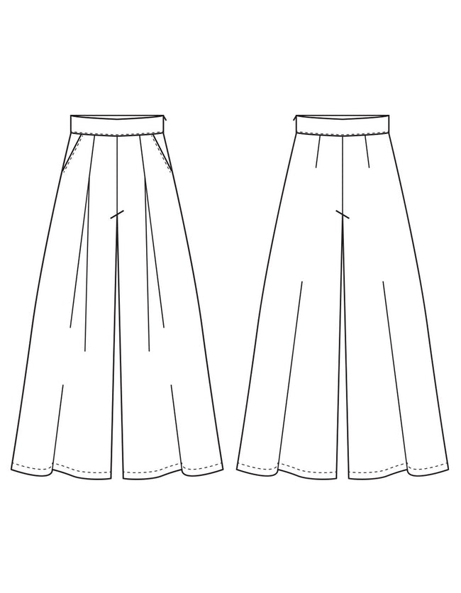 sketch of a wide leg pants pattern