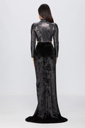 back view of a woman in a black skirt pattern
