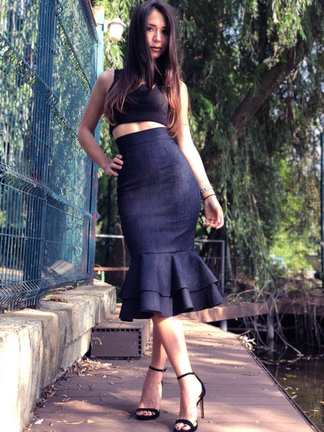 Heather Trumpet Maxi Skirt in Black | REVOLVE