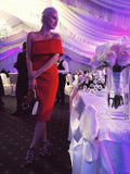 woman wearing a red elegant dress pattern