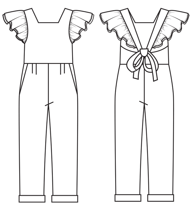 kids jumpsuit pattern sketch