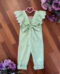 back of a pinafore jumpsuit for girls on the floor