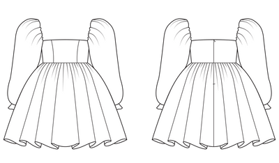 puff sleeve dress pattern sketch