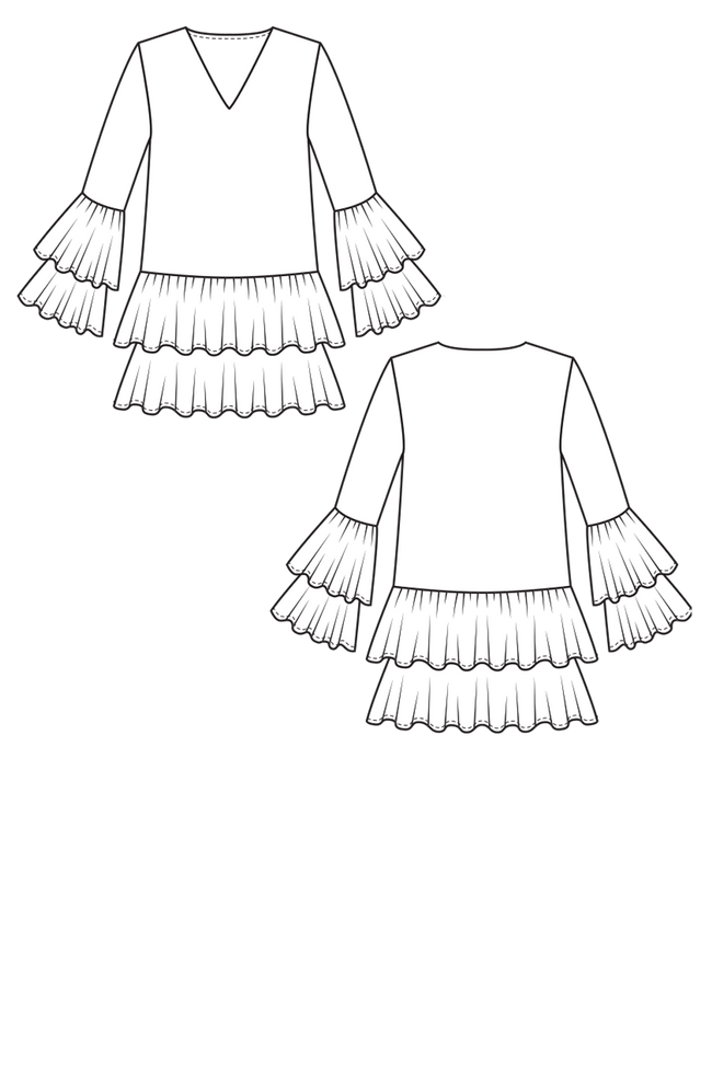 mini ruffle sewing pattern sketch