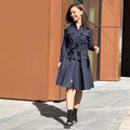 woman wearing a diy sewn dress pattern outdoor