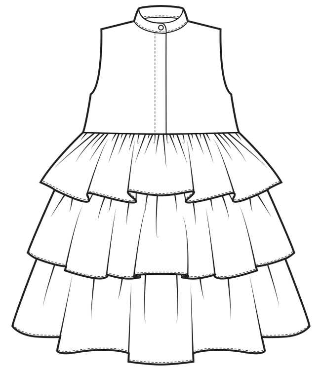 ruffle tiered dress pattern sketch