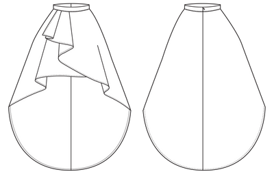 high low skirt pattern sketch