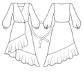 asymmetrical wrap dress sewing pattern sketch
